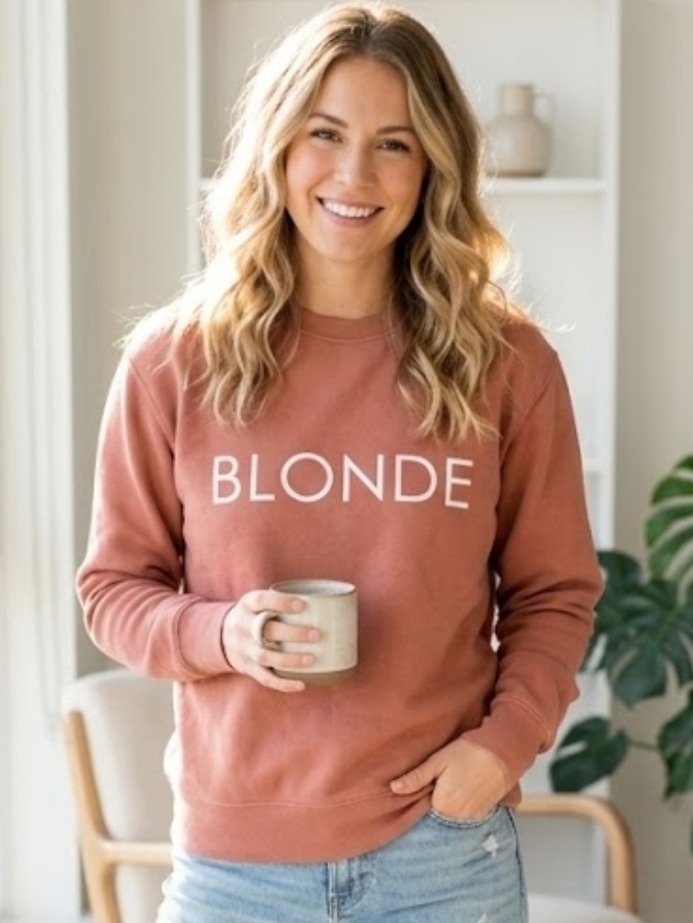 BLONDE Logo Sweatshirt in Dusty Rose S/M